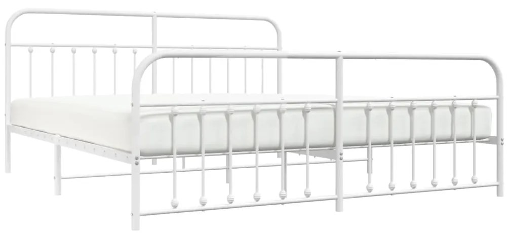 Estrutura de cama com cabeceira e pés 193x203 cm metal branco