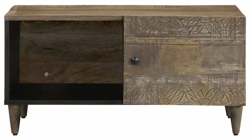 Mesa centro cinzento claro 80x50x40 cm madeira mangueira maciça