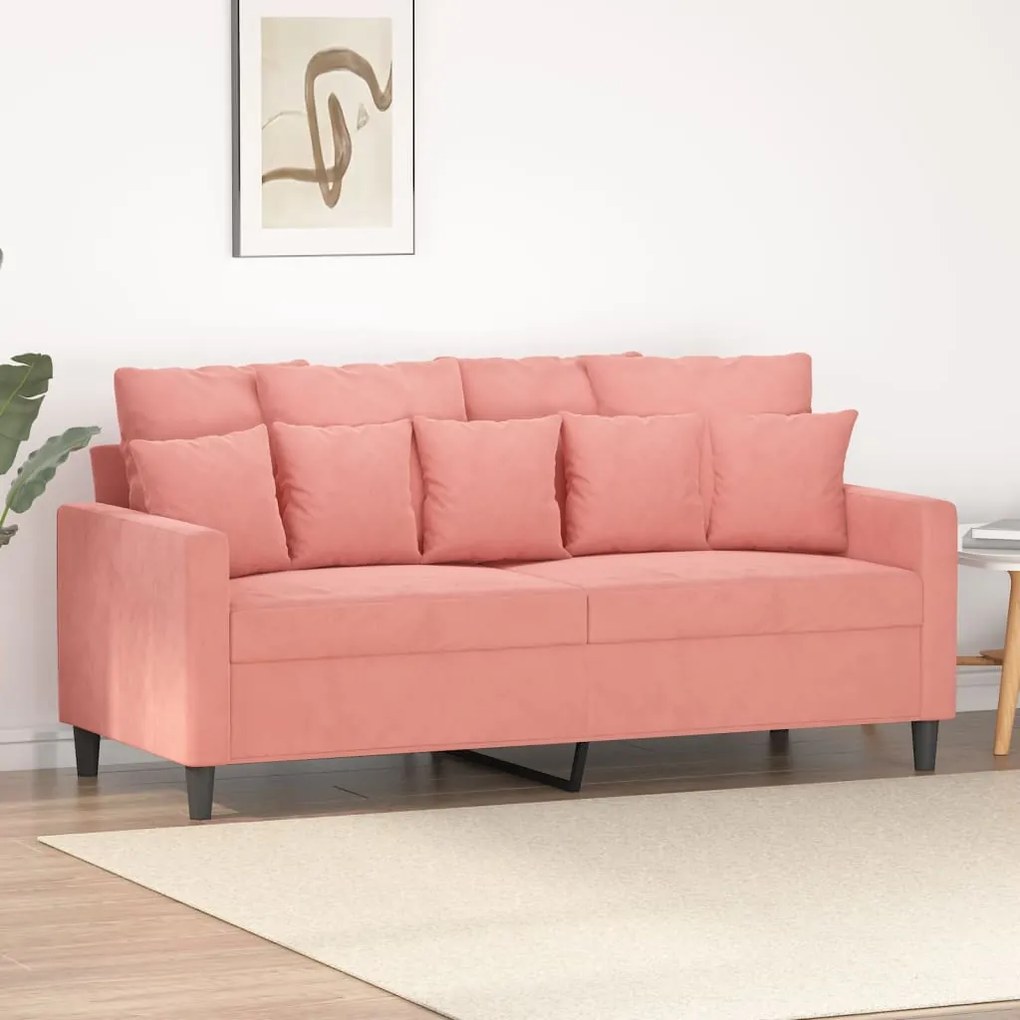 vidaXL Sofá de 2 lugares veludo 140 cm rosa