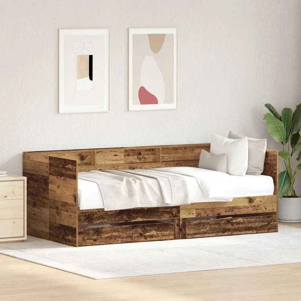 Cama Divã vidaXL Madeira recuperada Madeira de engenharia 100 x 200 cm