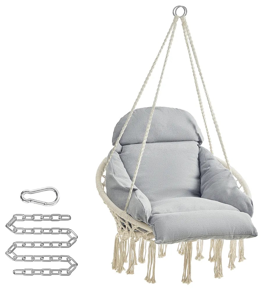 Cadeira suspensa com almofada macia e estilo escandinavo | SONGMICS | 133 x 80 x 80 cm | cinzento | GDC042G01.