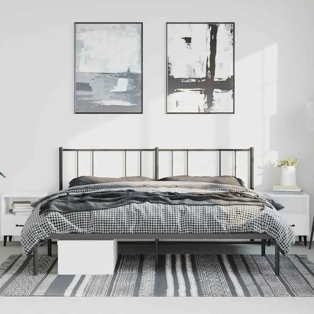 Estrutura de cama com cabeceira 183x213 cm metal preto
