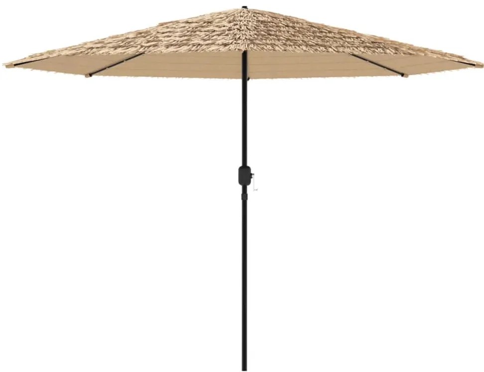 Guarda-sol c/ luzes LED e poste de aço 388x388x248 cm castanho