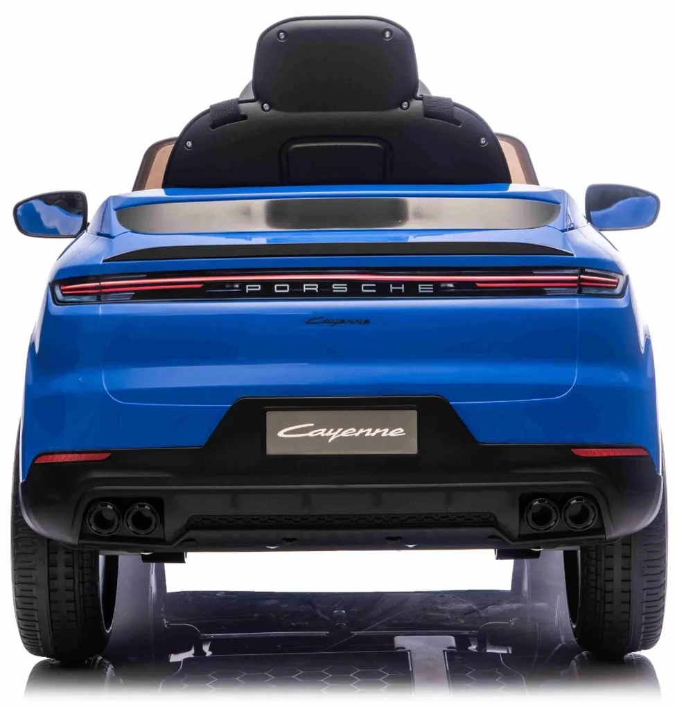 Carro elétrico para crianças Porsche Cayenne 12V com tração traseira – Licença oficial, bateria de lítio, comando remoto 2,4 GHz, leitor MP3, luzes LE