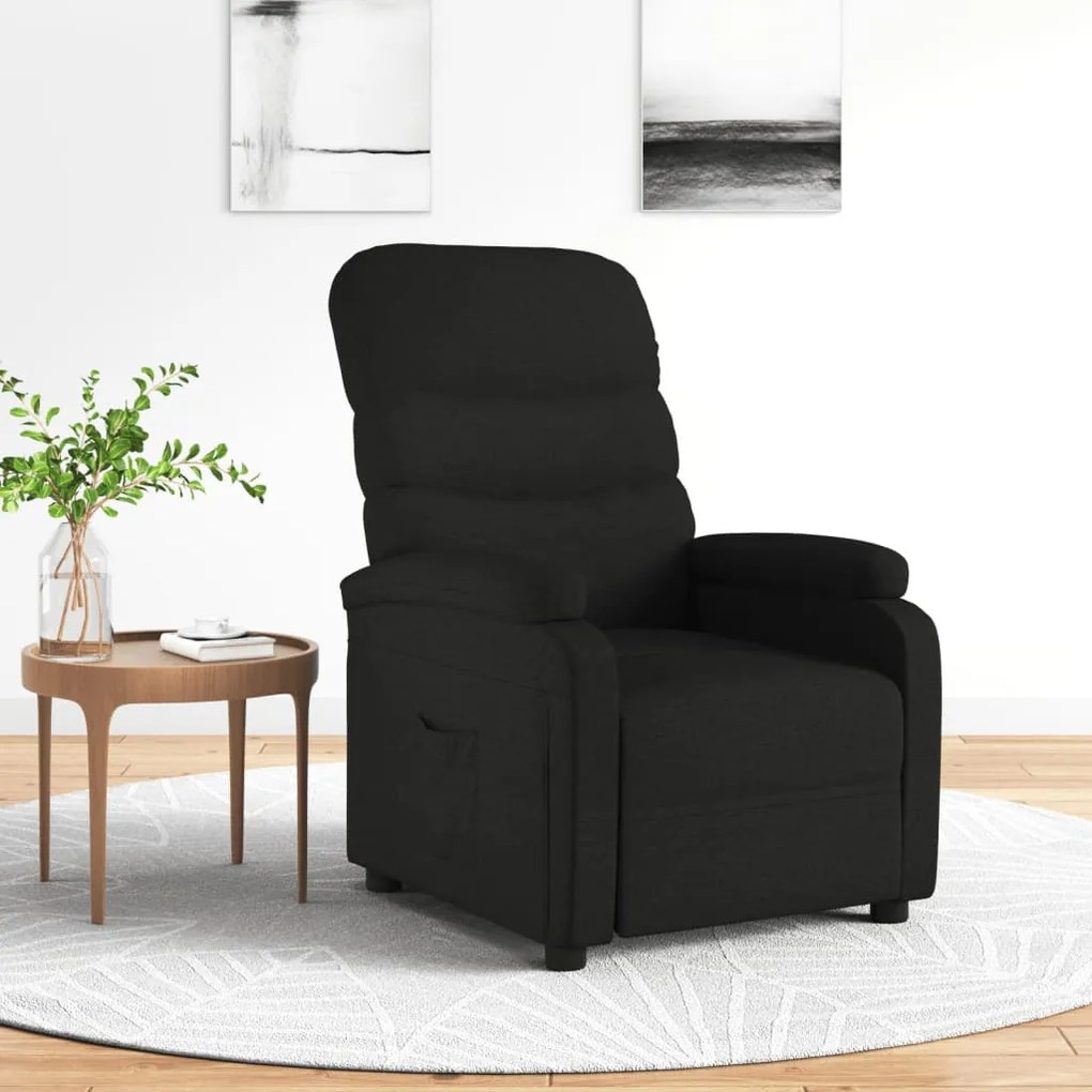 vidaXL Poltrona reclinável tecido preto