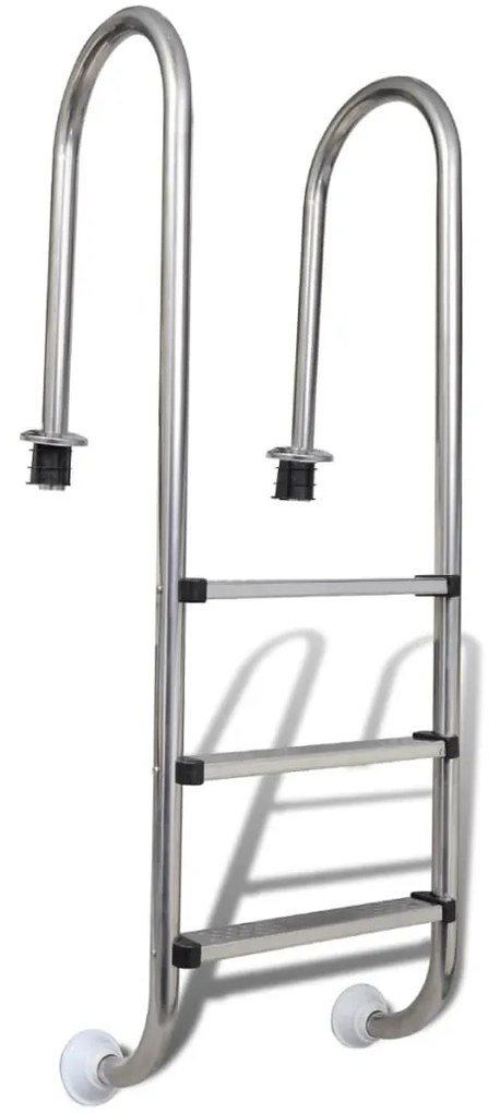 vidaXL Escada para piscina 3 degraus aço inoxidável 304 120 cm