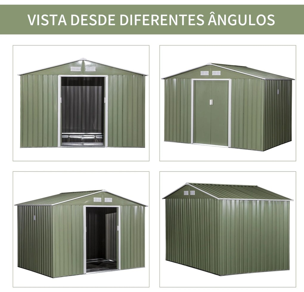 Outsunny Abrigo de Jardim Exterior 4,83m² 277x195x192cm Abrigo e Jardi