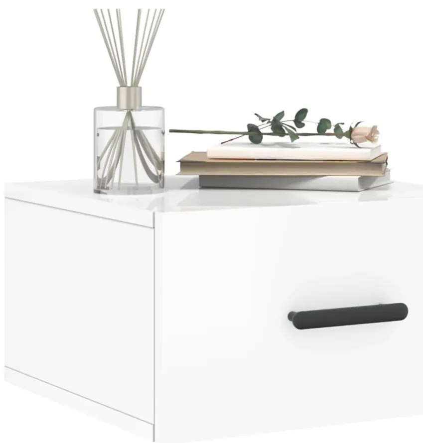 Mesas de cabeceira parede 2 pcs 35x35x20 cm branco brilhante