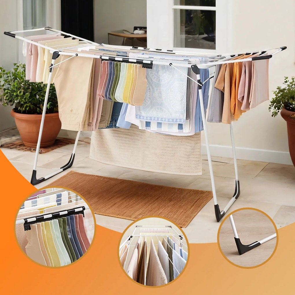 Estendal dobrável para roupa 56,5 x 173 x 96,5 cm Branco