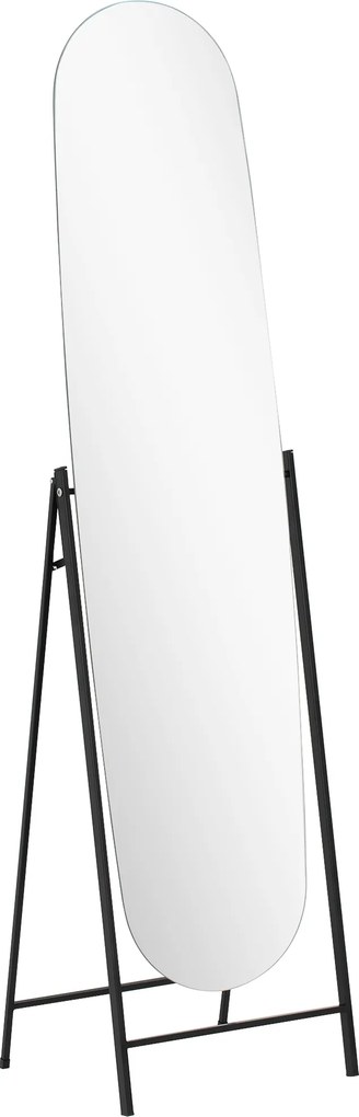 HOMCOM Espelho de Pé Arqueado 160x40 cm Espelho de Corpo Inteiro sem Moldura com Suporte de Metal Preto | Aosom Portugal