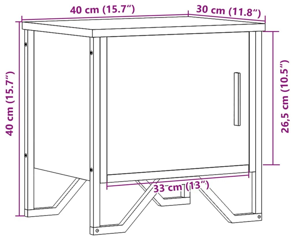 Mesa cabeceira 2pcs 40x30x40cm derivado madeira cinzento sonoma