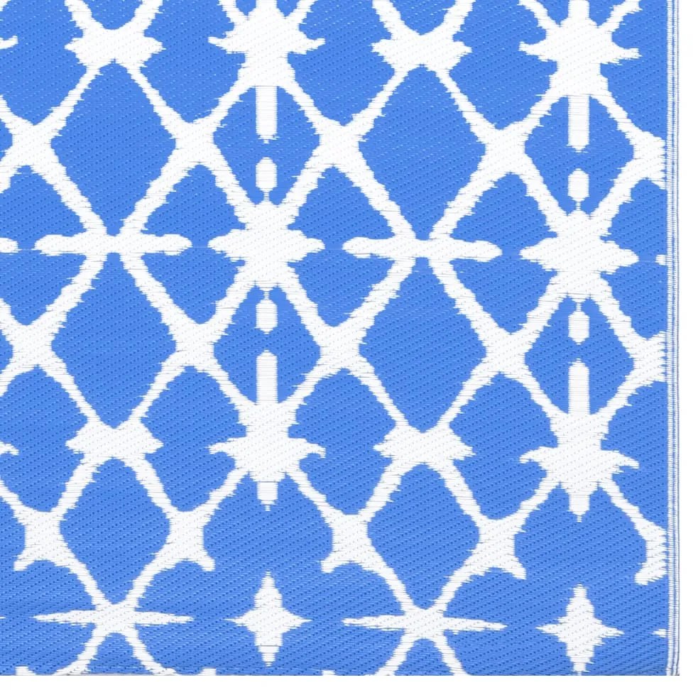 Tapete de exterior 140x200 cm ARAKIL PP azul e branco