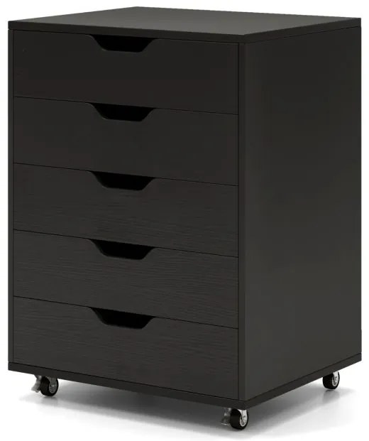 Armário de arquivo móvel com 5 gavetas, 48 ​​x 39,5 x 65,5 cm, natural