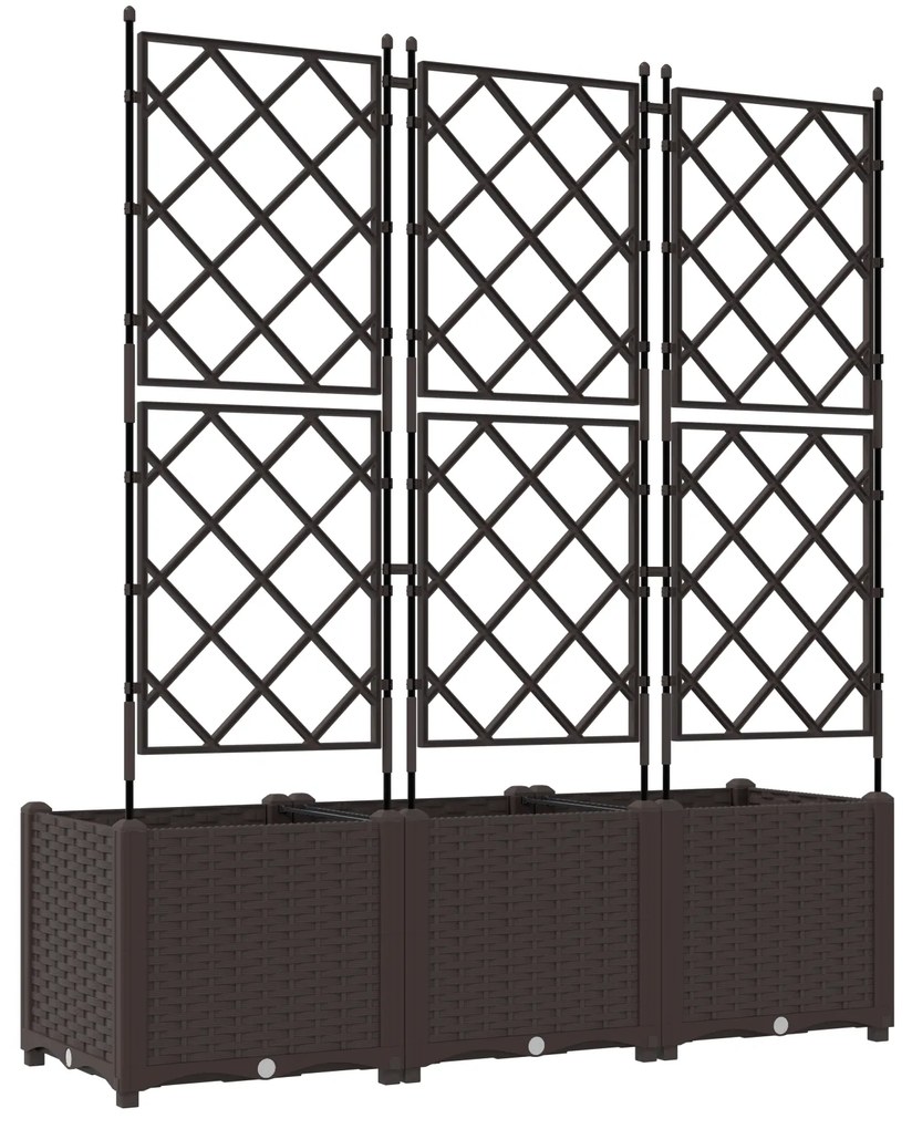 Vaso de Jardim com Treliça 3 pcs Castanho 120x40x143 cm