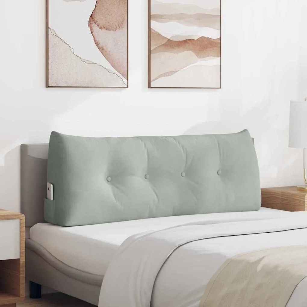 vidaXL Travesseiro para Costas Cinzento-claro 120 x 24 x 50 cm Veludo