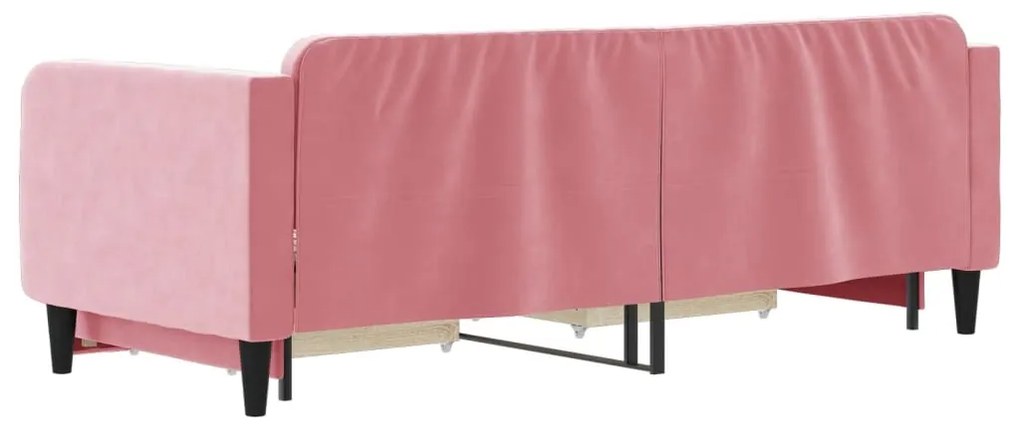 Sofá-cama com gavetão e gavetas 80x200 cm veludo rosa