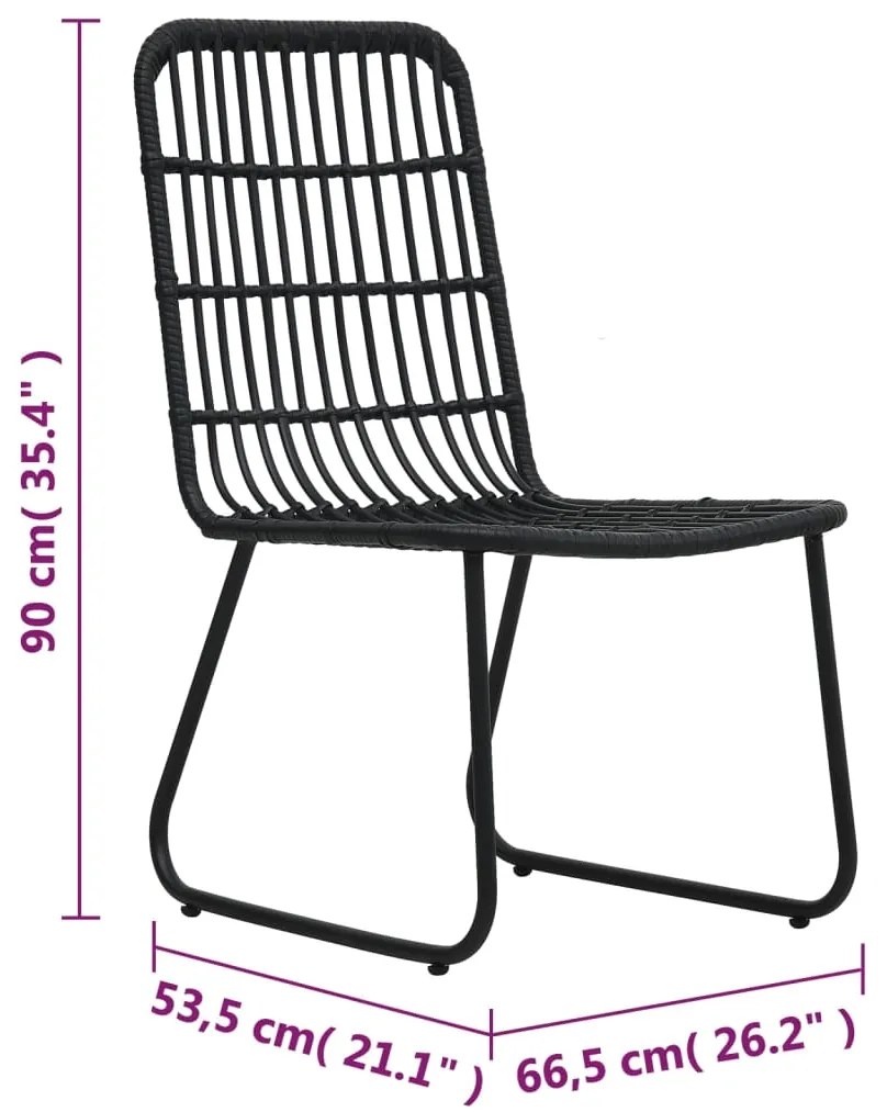 Cadeiras de jardim 2 pcs vime PE preto