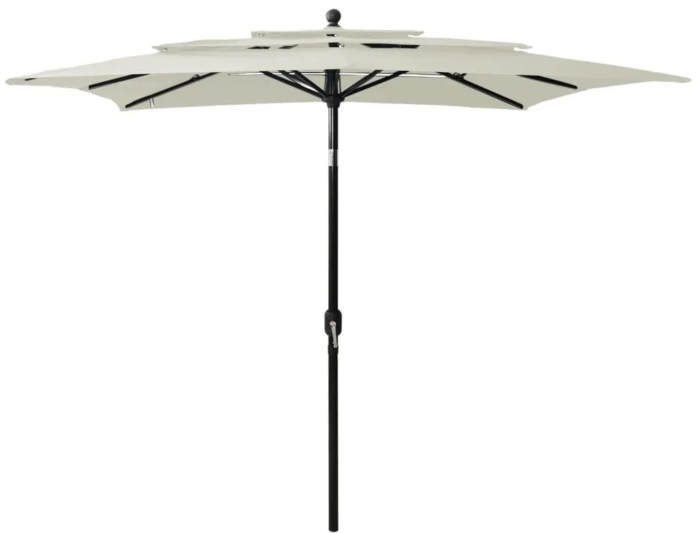 vidaXL Guarda-sol de jardim 3 camadas c/ poste alumínio 2,5x2,5m areia