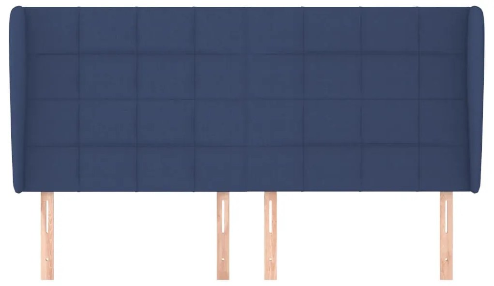 Cabeceira de cama c/ abas tecido 203x23x118/128 cm azul