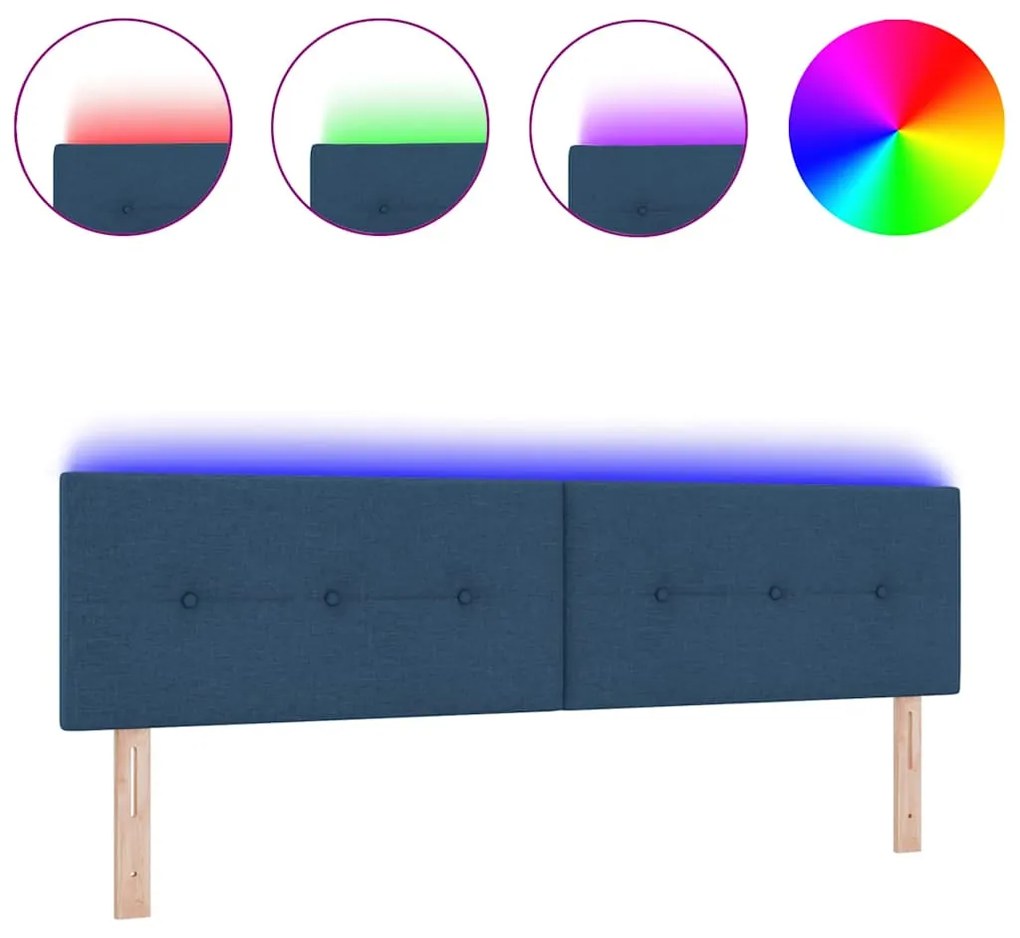 Cabeceira LED Estofada com Botões Azuis de 90 cm
