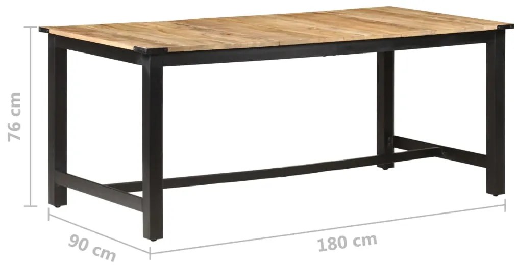Mesa de jantar 180x90x76 cm madeira de mangueira maciça áspera