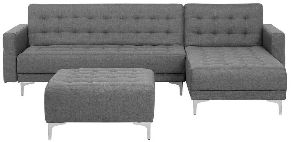Sofá-cama de canto à esquerda com 4 lugares e repousa-pés em tecido cinzento claro ABERDEEN Beliani