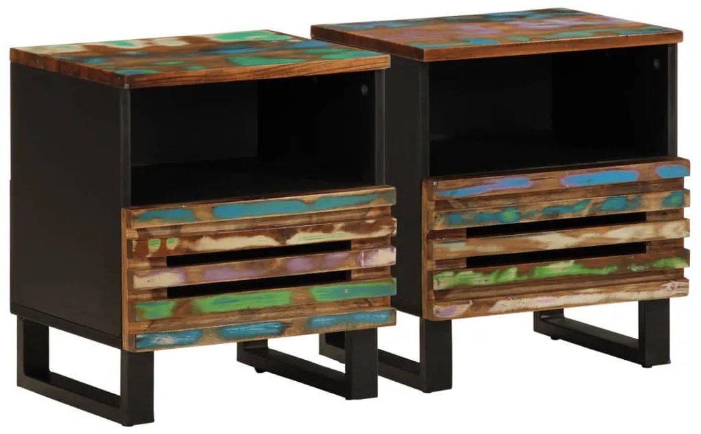 vidaXL Mesas de cabeceira 2 pcs 40x34x46 cm madeira recuperada maciça