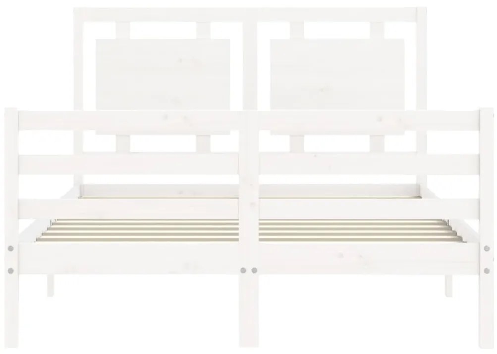 Estrutura de cama com cabeceira 140x200cm madeira maciça branco