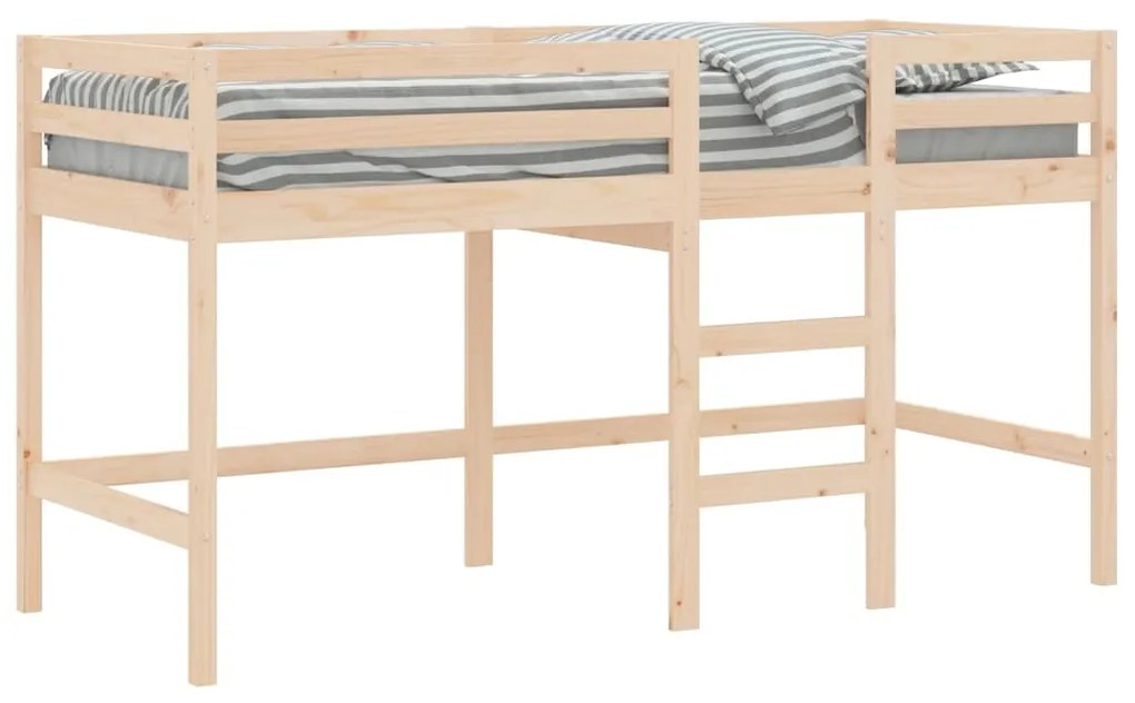 Cama alta p/ criança c/ escada 80x200cm madeira de pinho maciça