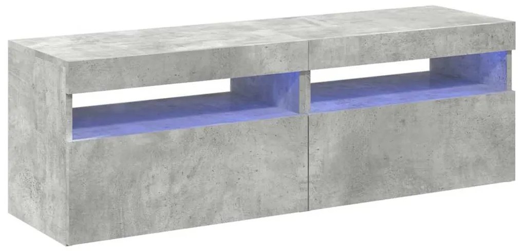 Móveis de TV com luzes LED 2 pcs 60x35x40 cm cinzento cimento