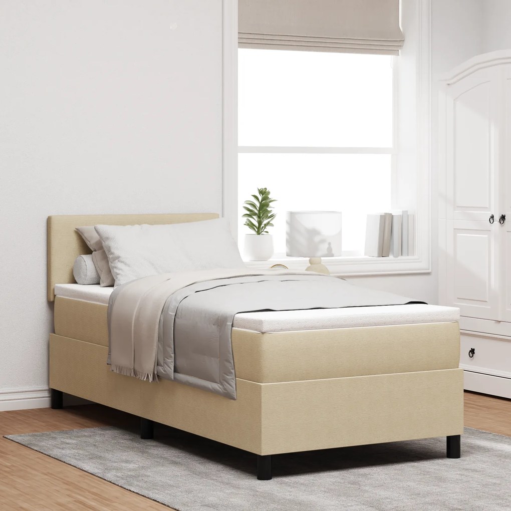 vidaXL Cama Box Spring com Colchão &amp; Luz LED Verde Cinza 80x200 cm Tecido Cotelê