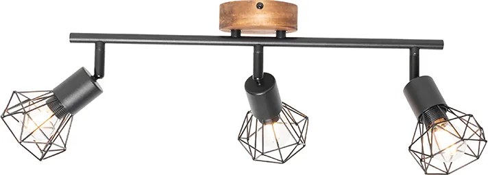 Projetores pretos com madeira rotativos e inclináveis 3-luzes - Mosh