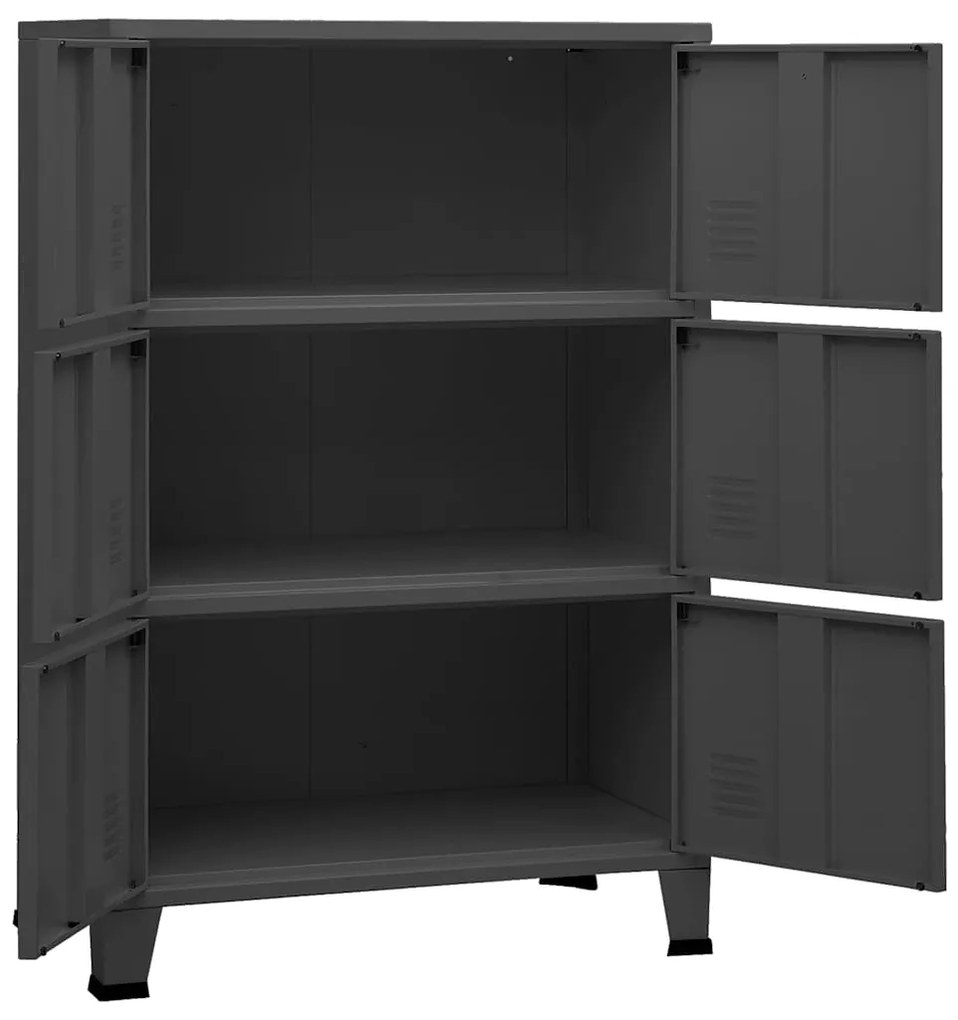 Aparador de arrumação industrial 75x40x115 cm metal antracite