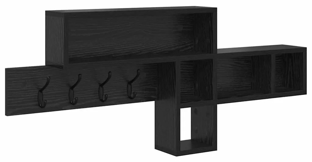 Cabideiro de Parede Carvalho Preto 100 x 12 x 43.5 cm