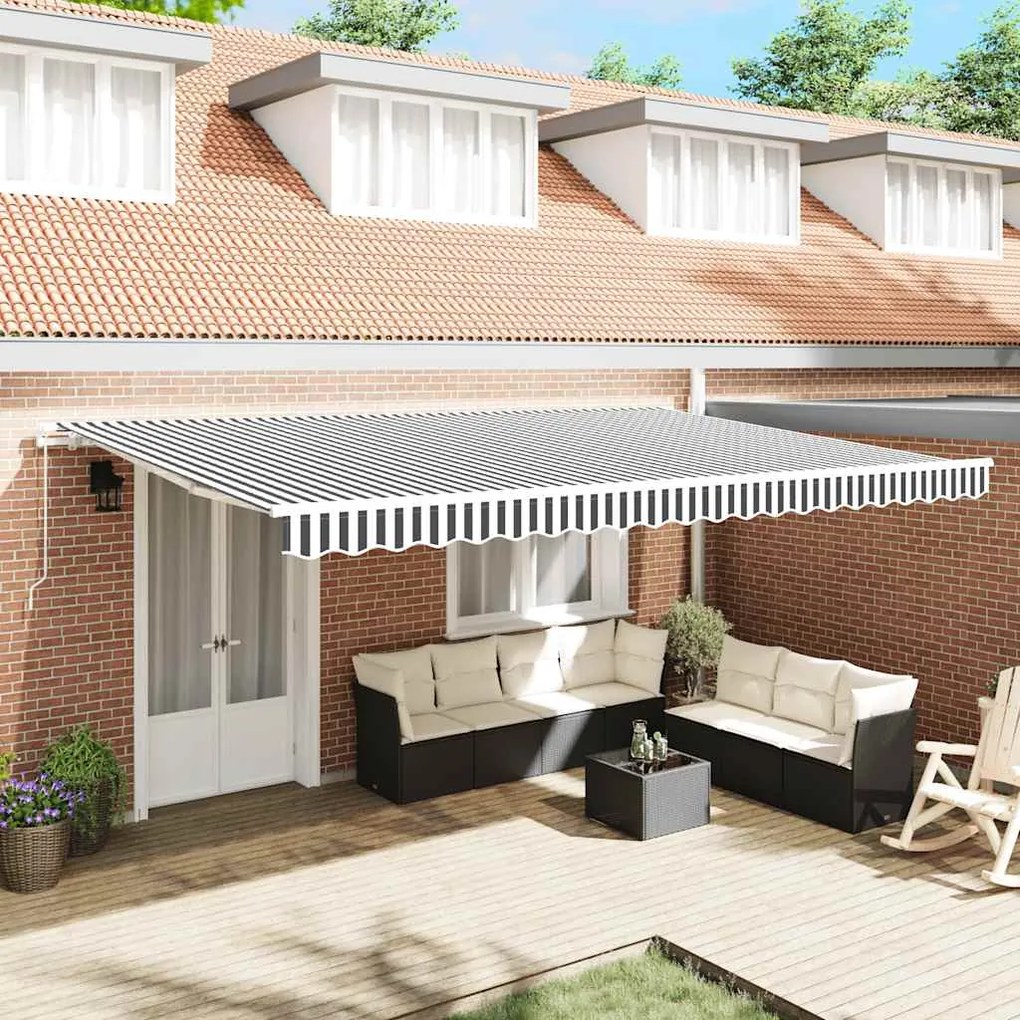 Toldo retrátil manual 500x300 cm antracite e branco