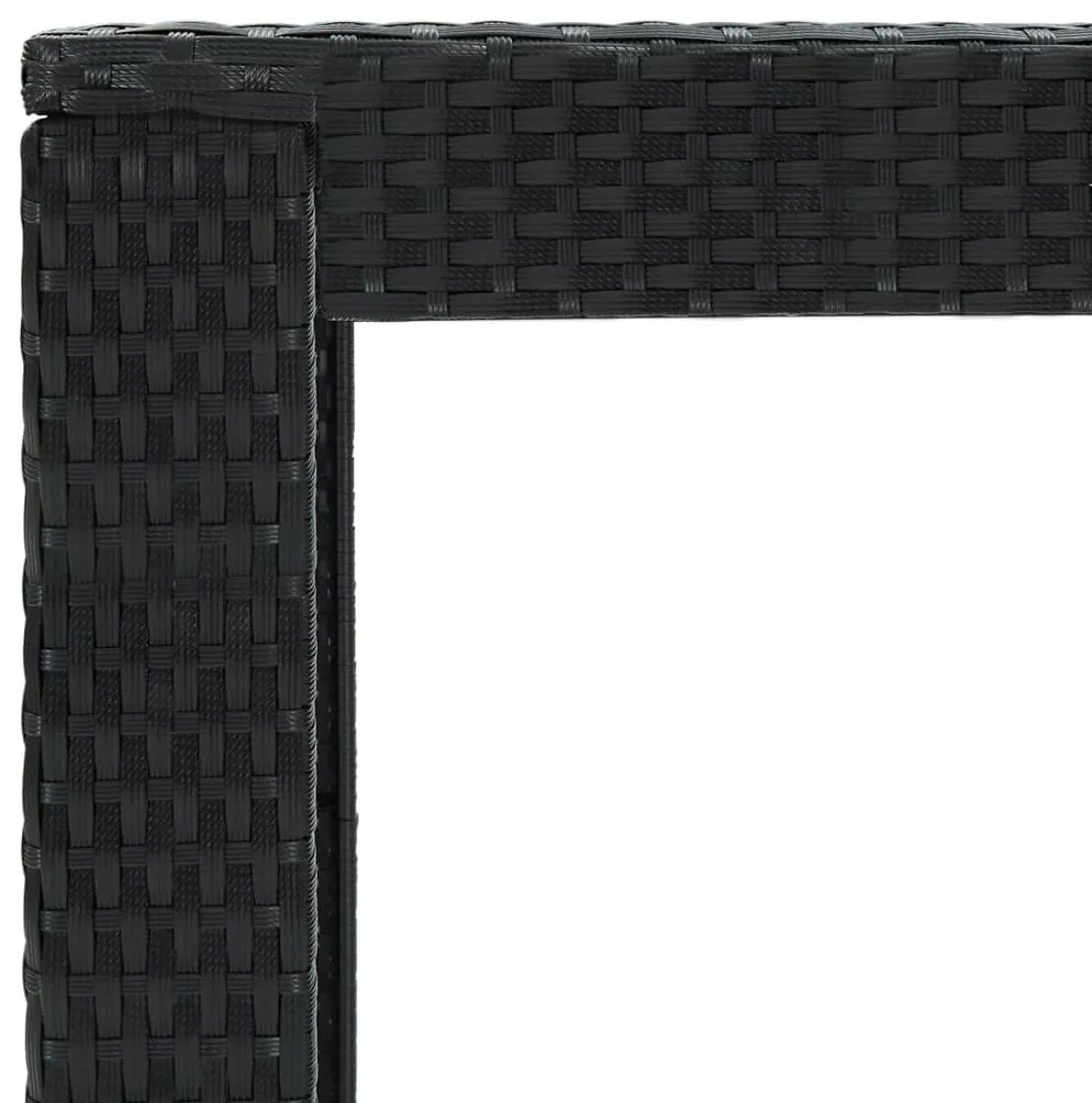 7 pcs conjunto de bar para jardim c/ almofadões vime PE preto