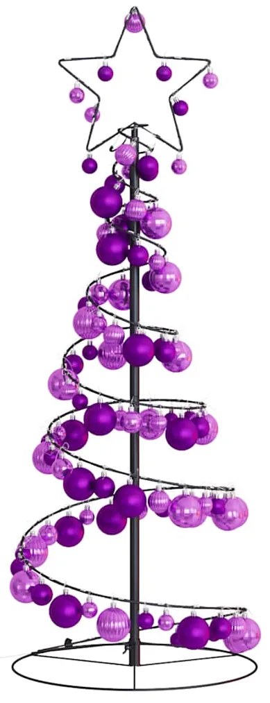 Árvore de Natal LED com Baubles 80 LEDs Branco Quente 120 cm
