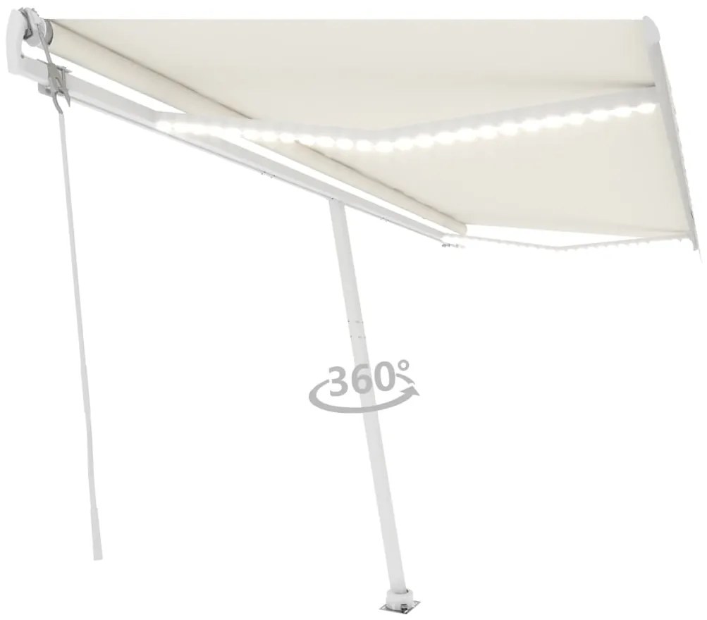 Toldo automático com LED e sensor de vento 500x350 cm cor creme
