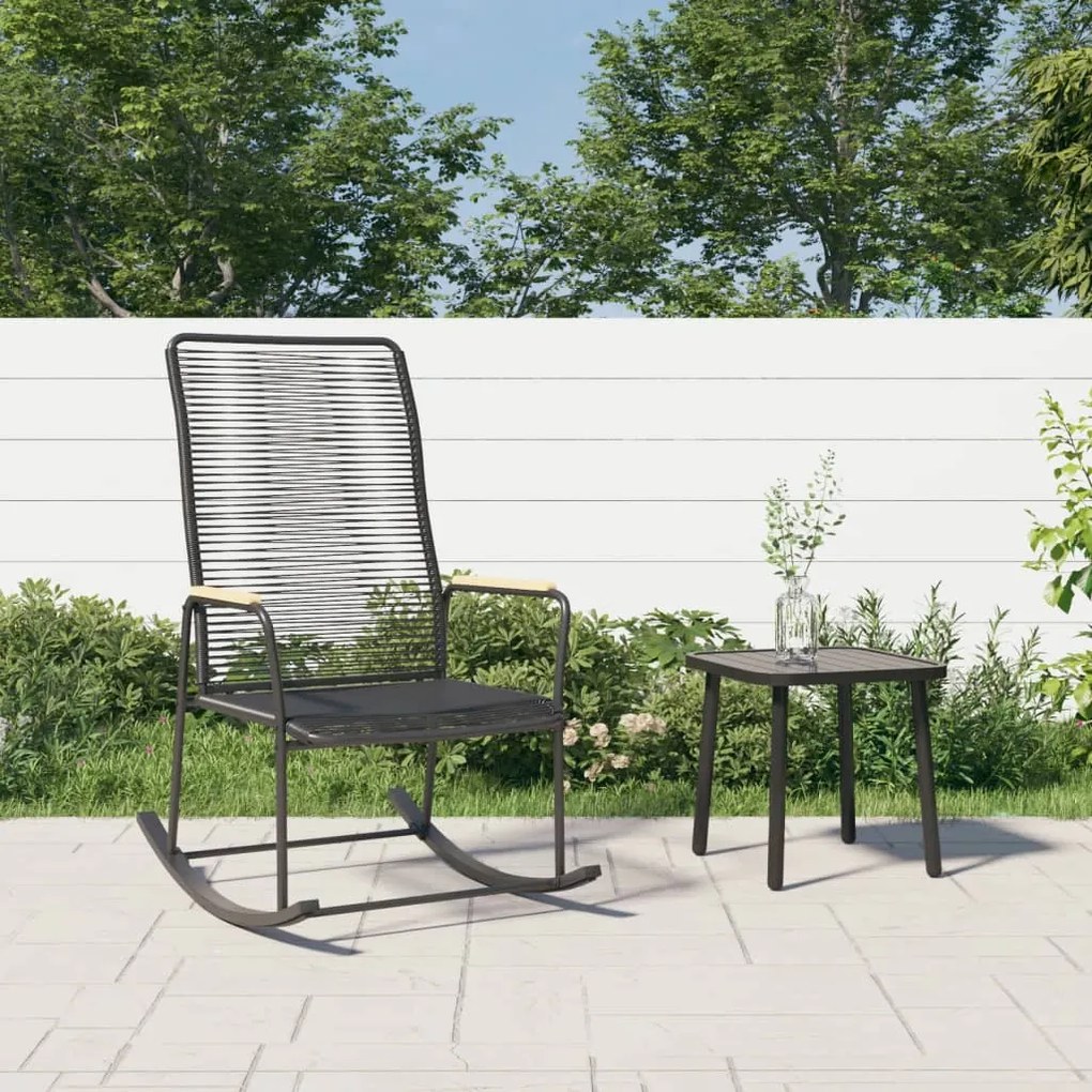 vidaXL Cadeira de baloiço para jardim 59x79,5x104 cm vime de PVC preto