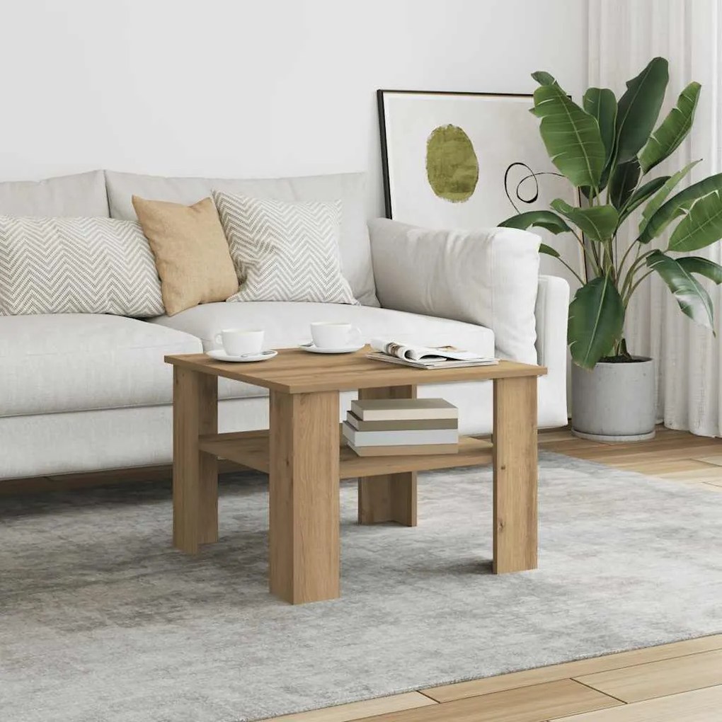 vidaXL Mesa de centro 60x60x42 cm derivados madeira carvalho castanho