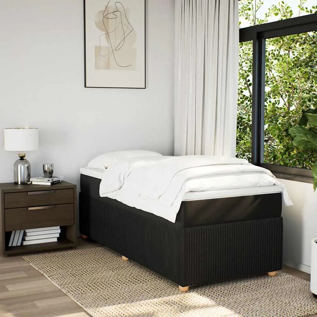 Cama com molas/colchão 90x190 cm tecido preto