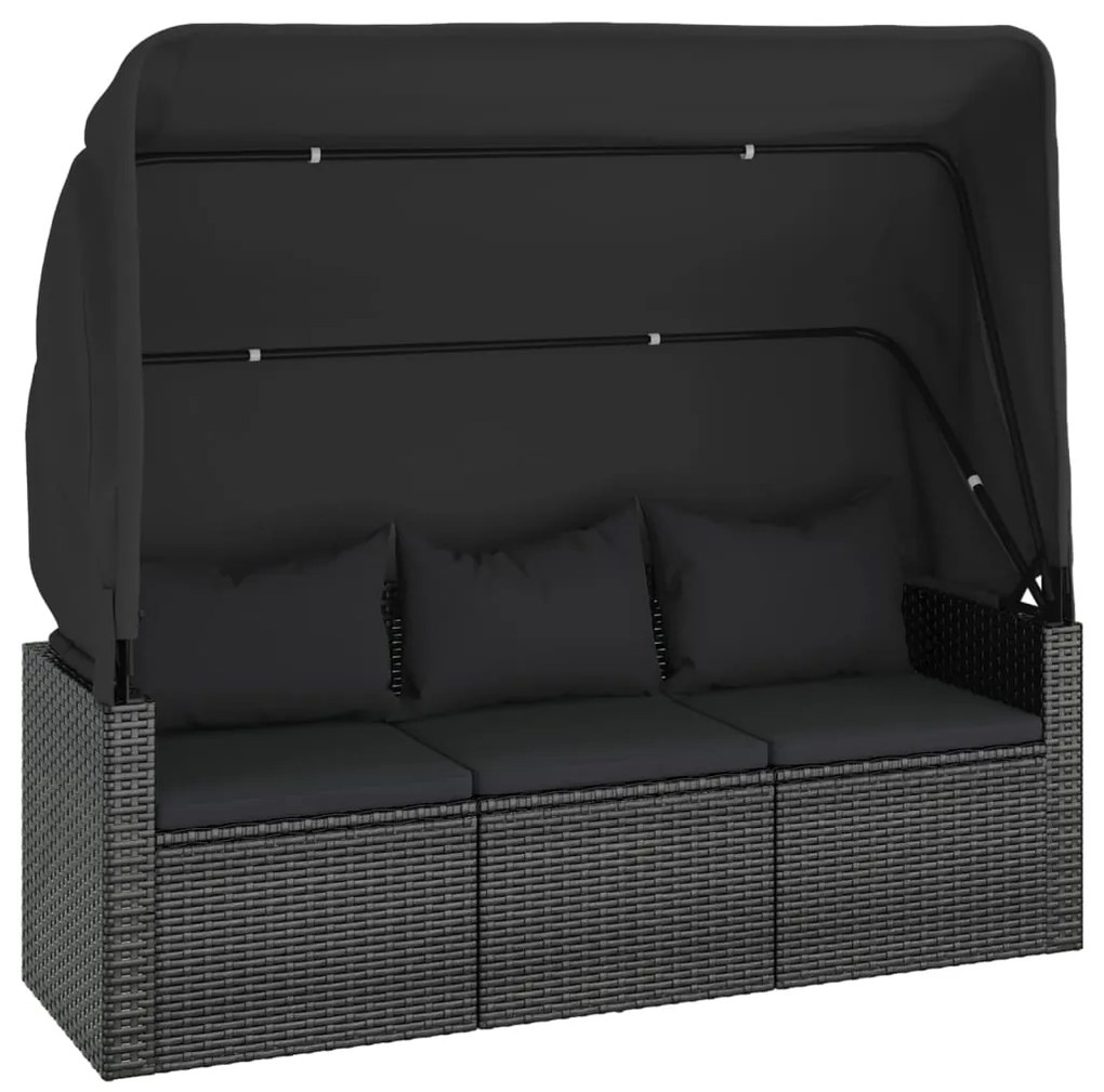 4 pcs conjunto de sofás para jardim c/ almofadões vime PE preto