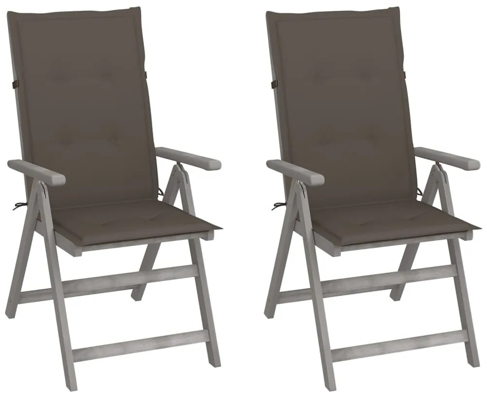 vidaXL Cadeiras jardim reclináveis c/ almofadões 2 pcs acácia maciça