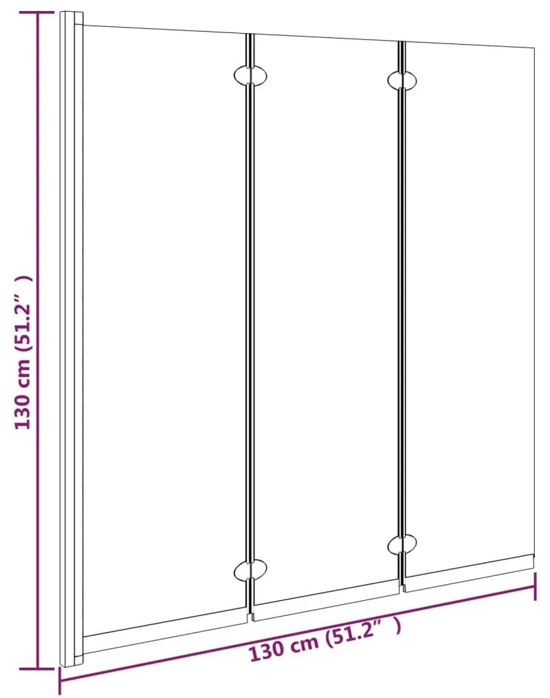 Divisória de chuveiro dobrável 3 painéis 130x130 cm ESG preto