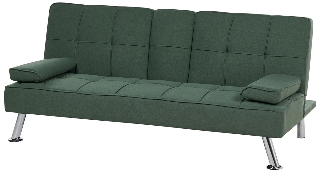 Sofá-cama de 3 lugares em tecido verde ROXEN Beliani