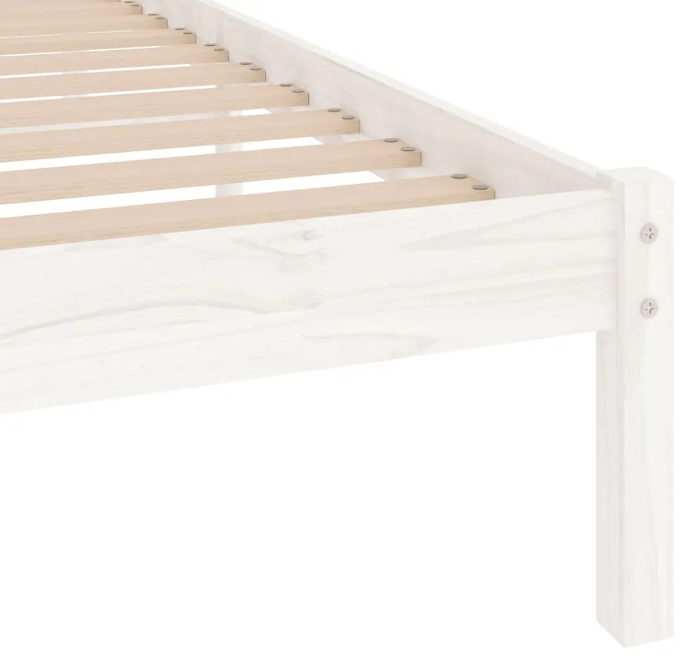 Estrutura de cama solteiro 90x190 cm madeira maciça branco