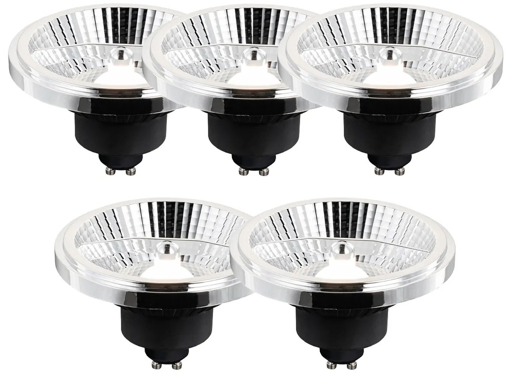 Conjunto de 5 Lâmpadas LED GU10 AR111 Reguláveis em 3 Passos em Kelvin 10W 800 lm 2700 - 3700K