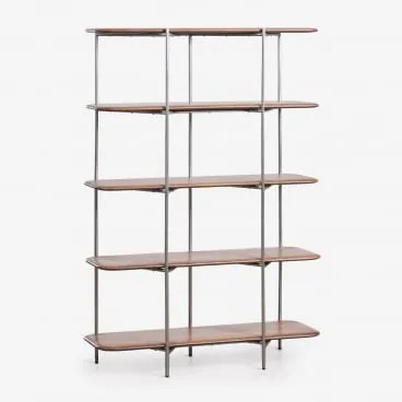 Estante Em Madeira De Manga E Aço Inoxidável Vimara 110 X 165 Cm - Sklum