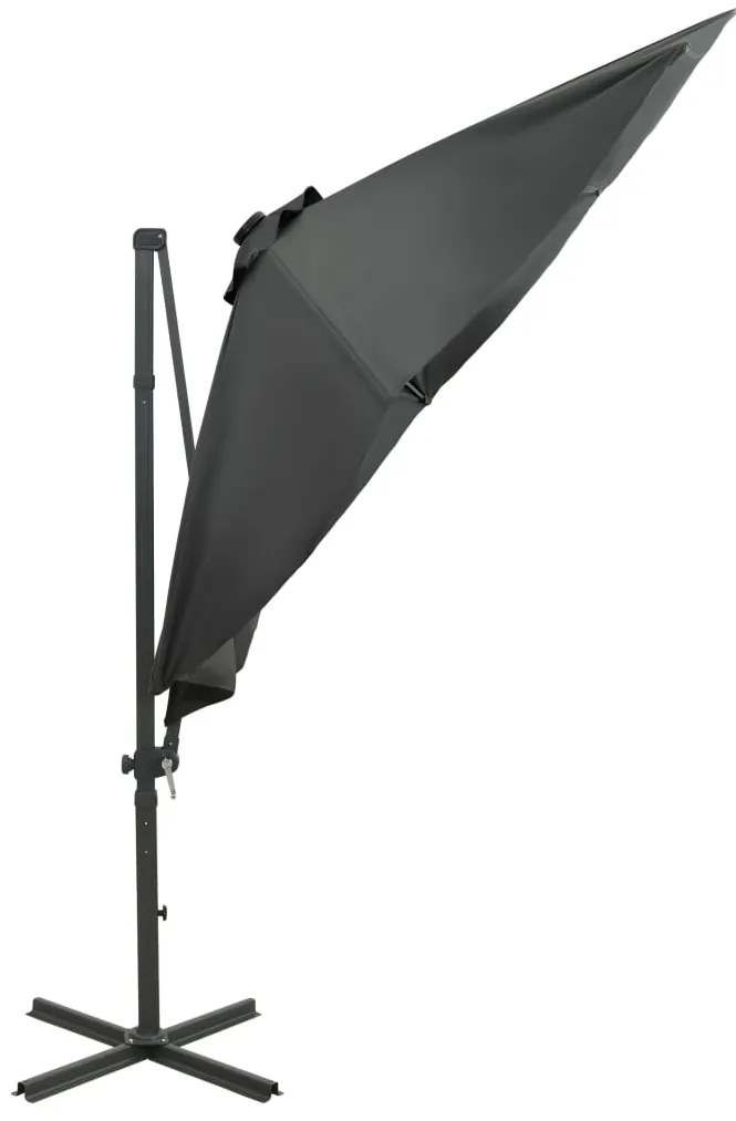 Guarda-sol jardim cantilever c/ poste/luzes LED 300cm antracite