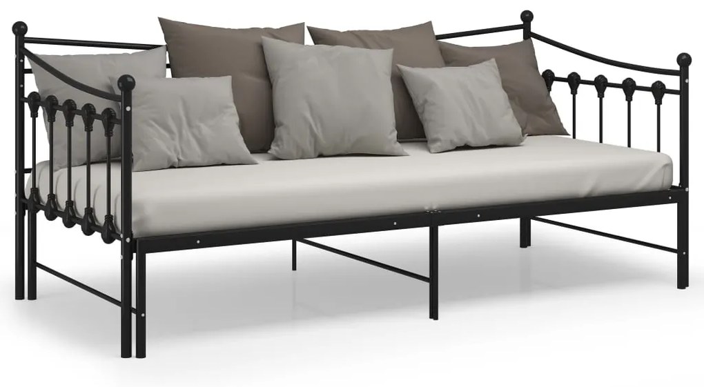 Estrutura sofá-cama de puxar 90x200 cm metal preto